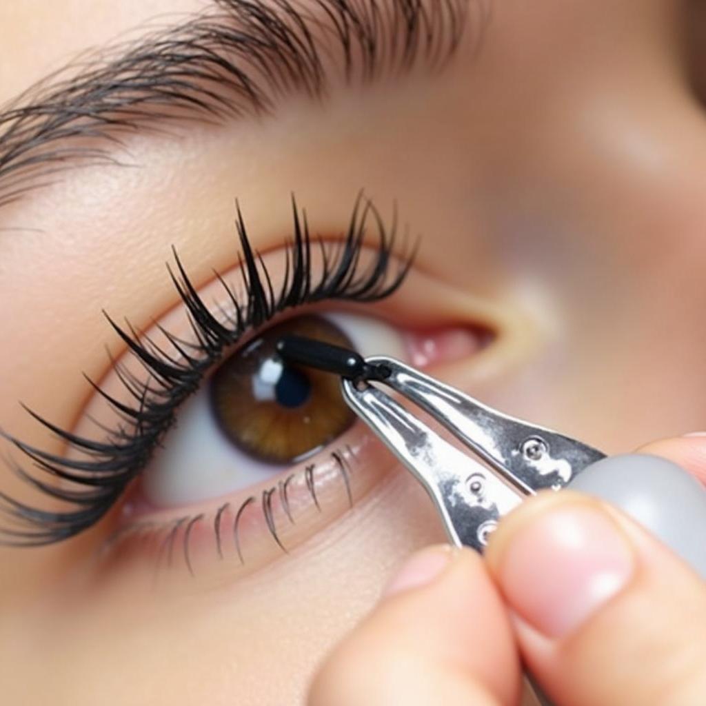 Applying magnetic eyelash glue to false eyelashes