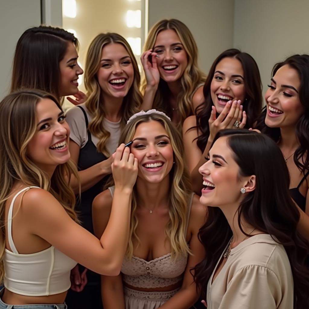 Friends Having Fun at a Makeup Party