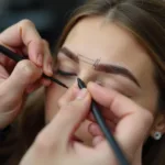 Microblading Artist Mapping Eyebrows