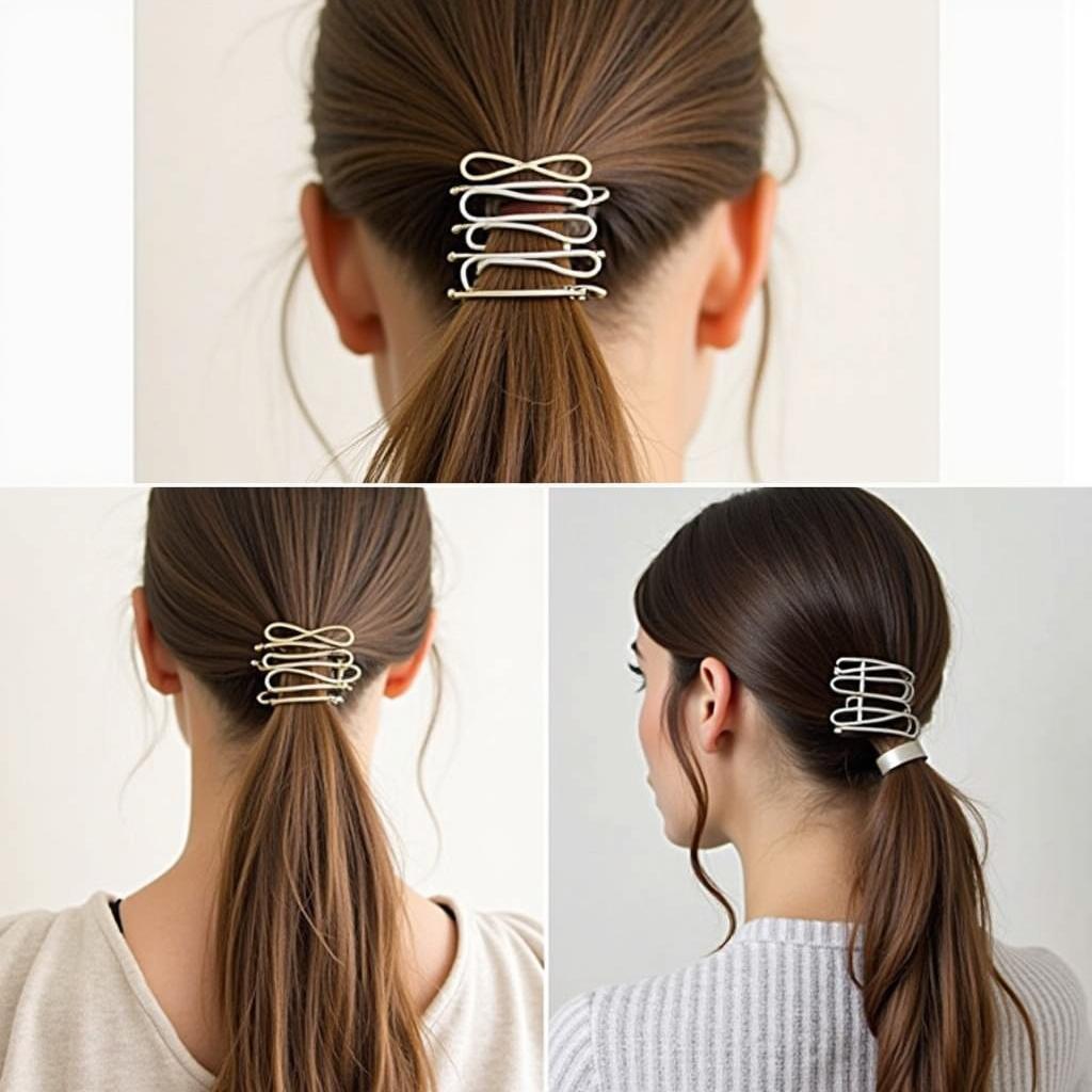 Trending minimal hair clips in metal finishes and geometric shapes.