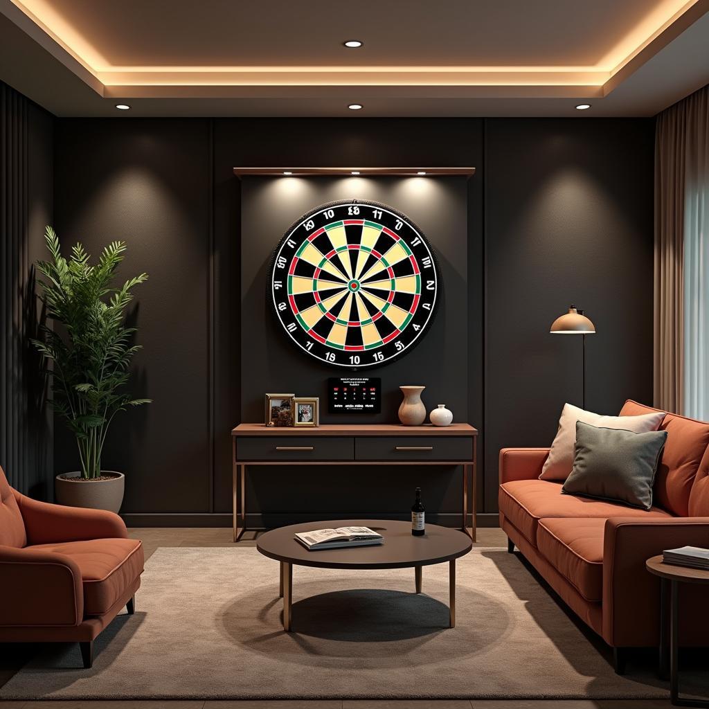 Modern Dart Board Setup in Game Room