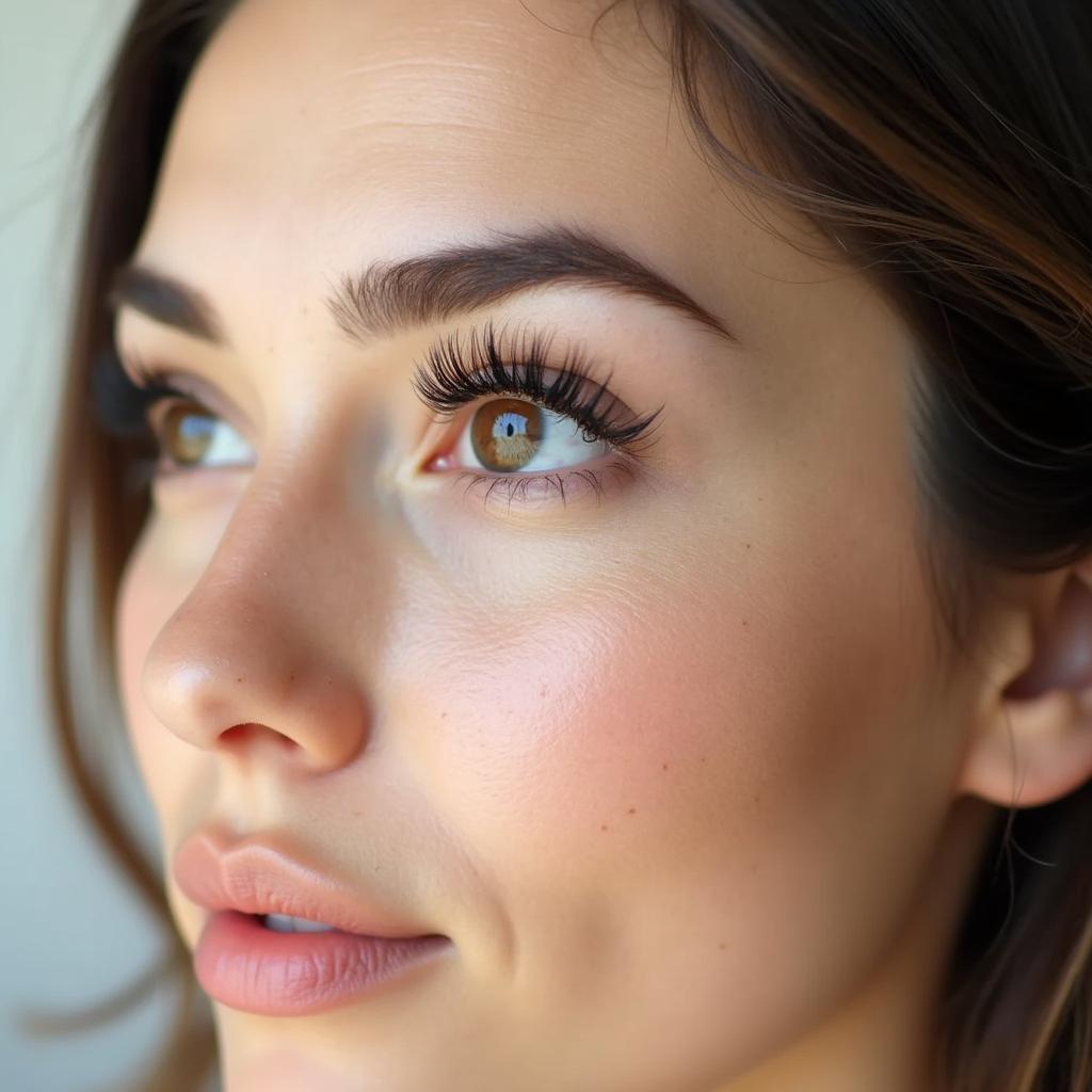 Woman with naturally beautiful lashes