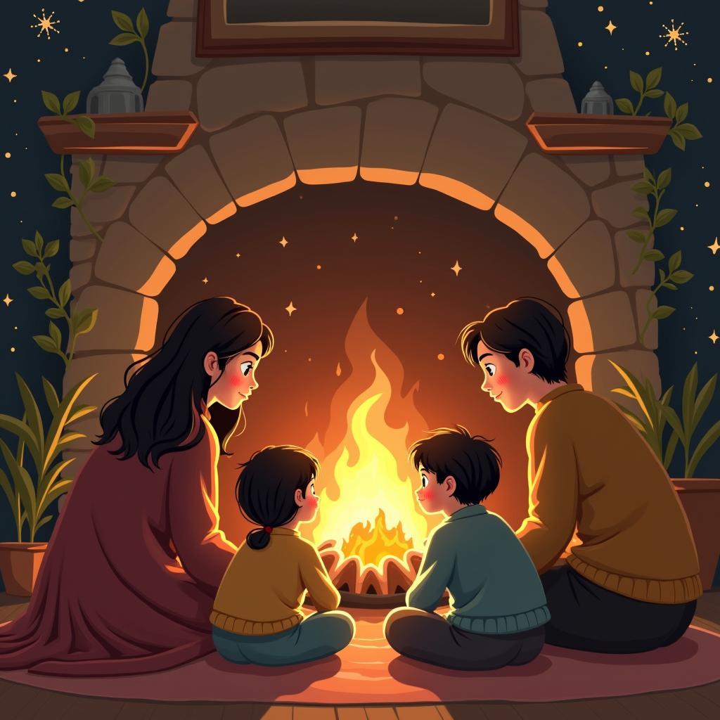 Family Gathering Around a Hearth: North Node in 4th House