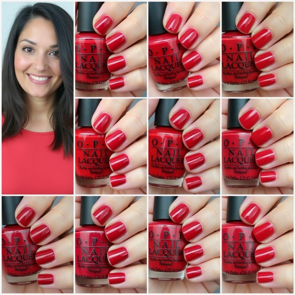 OPI Red My Fortune Cookie on Different Skin Tones