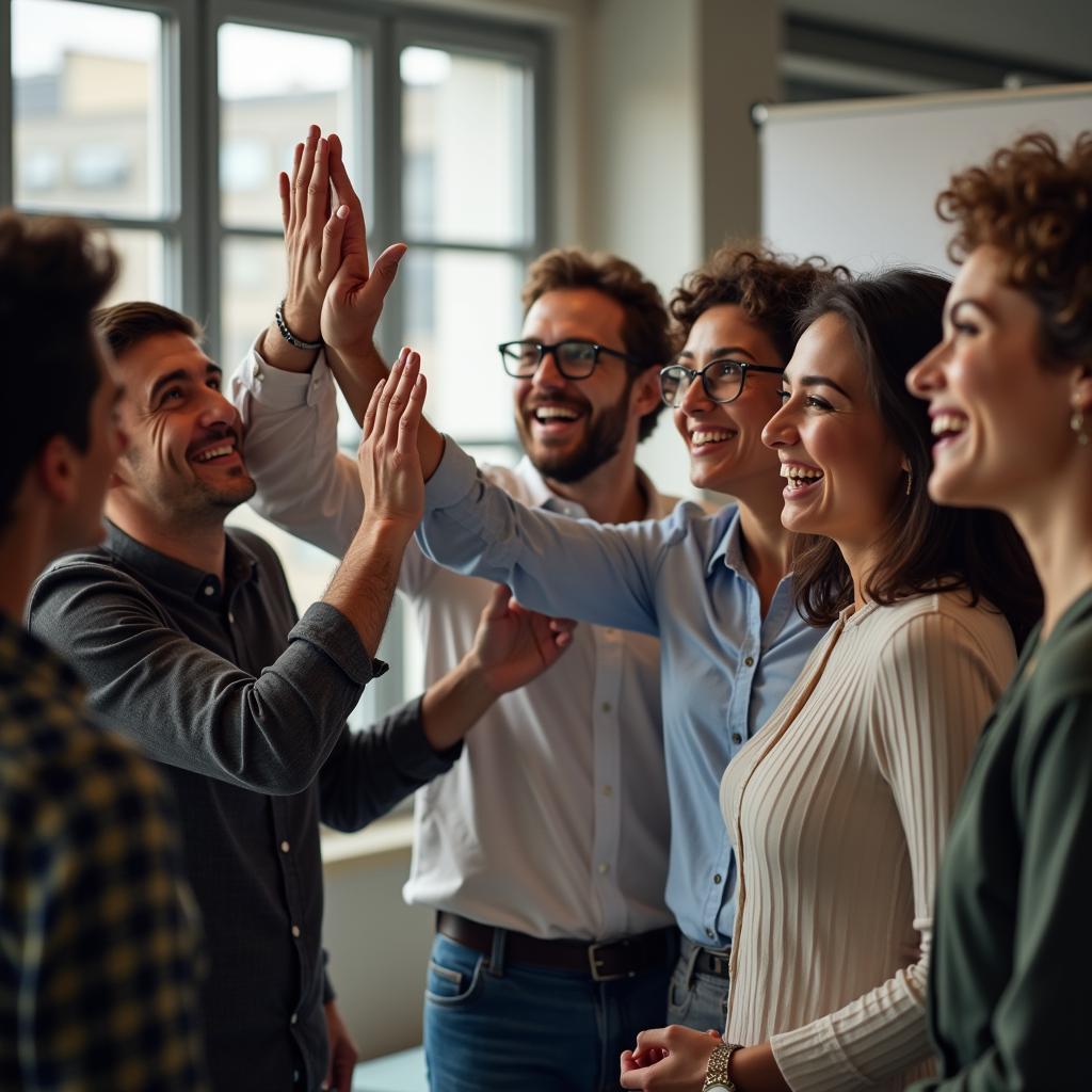 Optimistic Team Celebrating Success