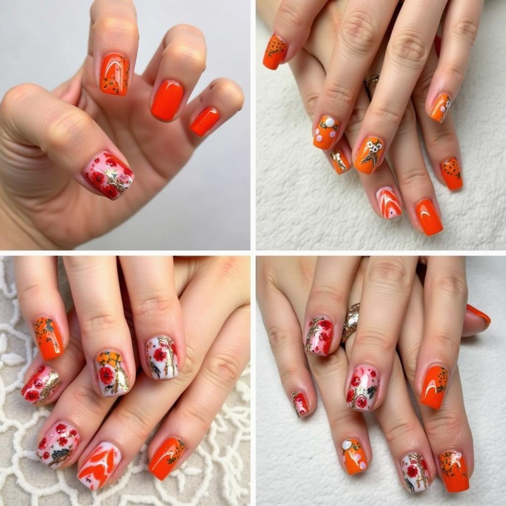 Intricate Orange Nail Art Designs