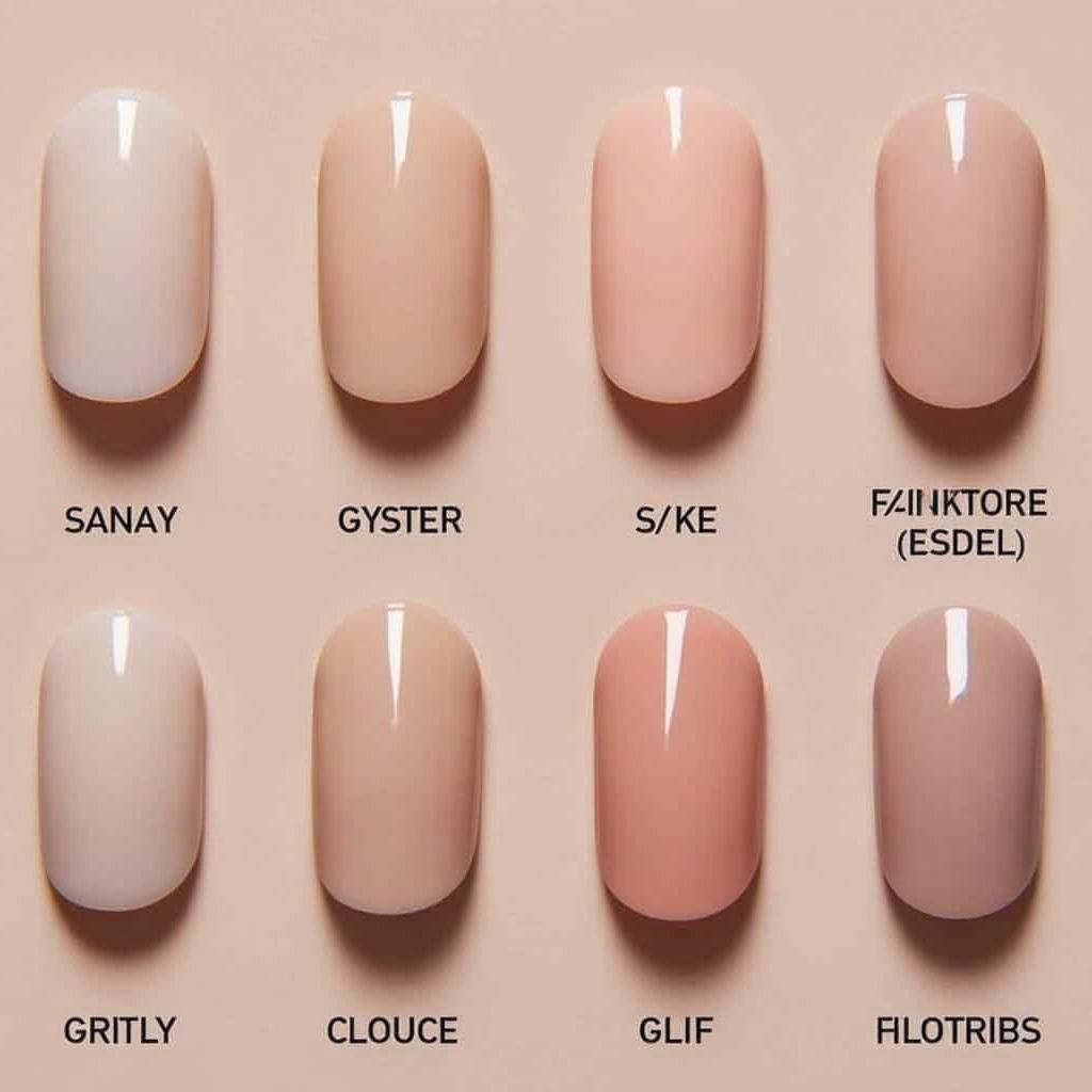 Different shades of oyster nail polish on various skin tones