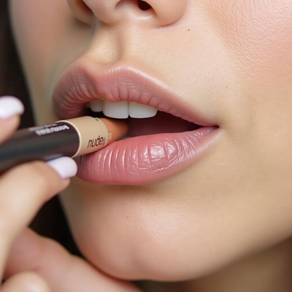 Applying pen lip liner for precise lip definition