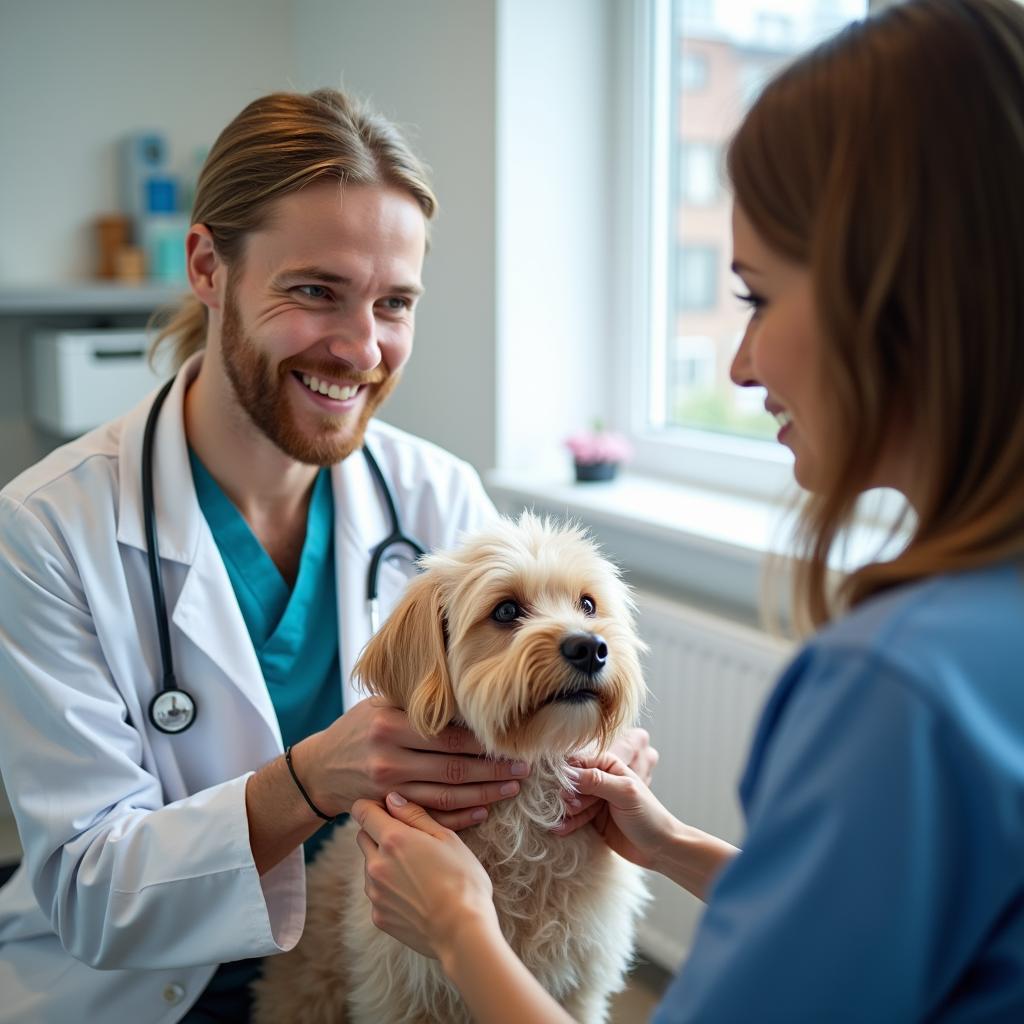 Veterinarian Consulting with Pet Owner about Facelift