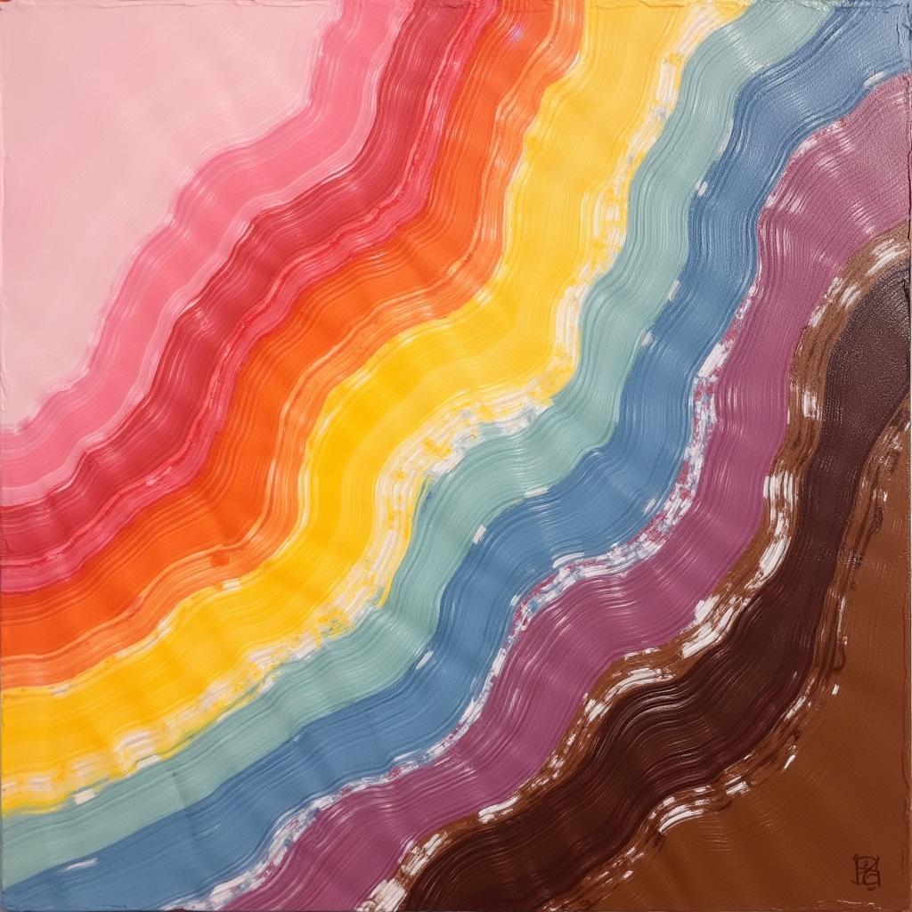 Pink and Brown Rainbow Abstract Art