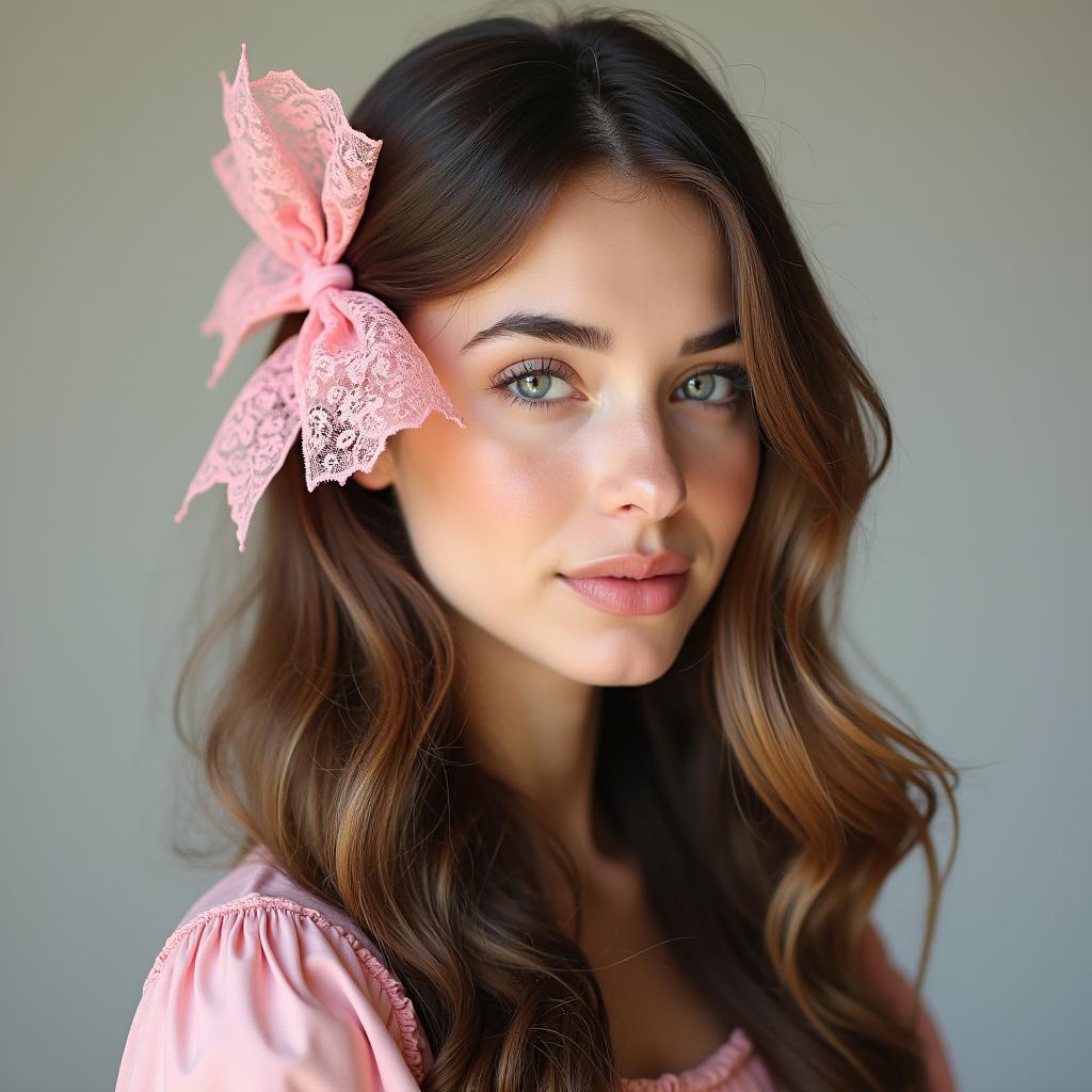 Pink Lace Bow Hair Accessory