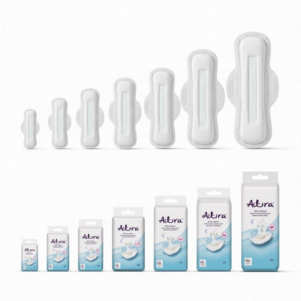 Various plus size pads demonstrating different absorbencies and features.