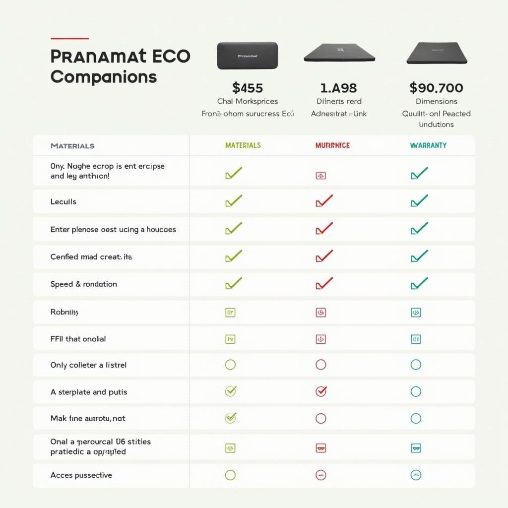 Pranamat ECO Comparison Chart