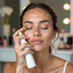 Applying Primer Spray Makeup