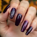 Dark purple fall nail polish shades on various nail shapes