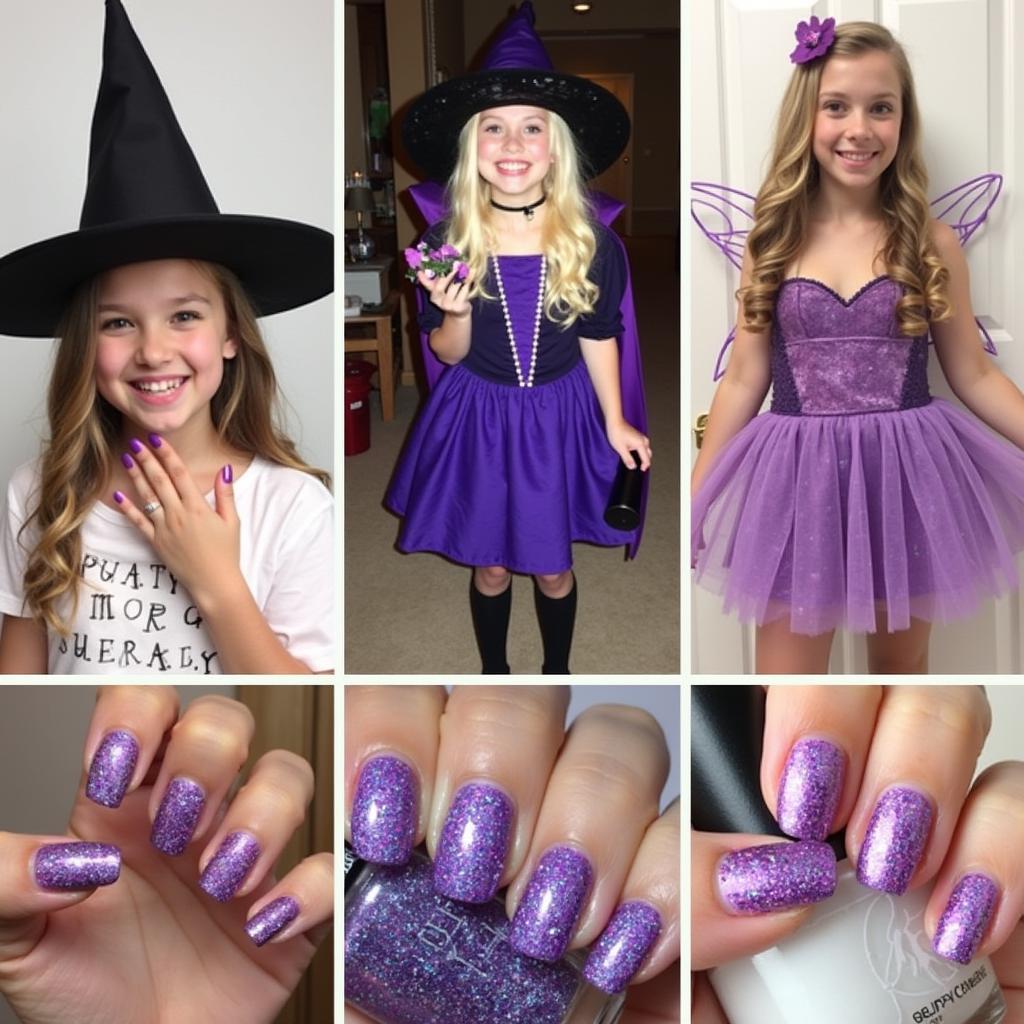 Purple Glitter Halloween Nails Costume Ideas