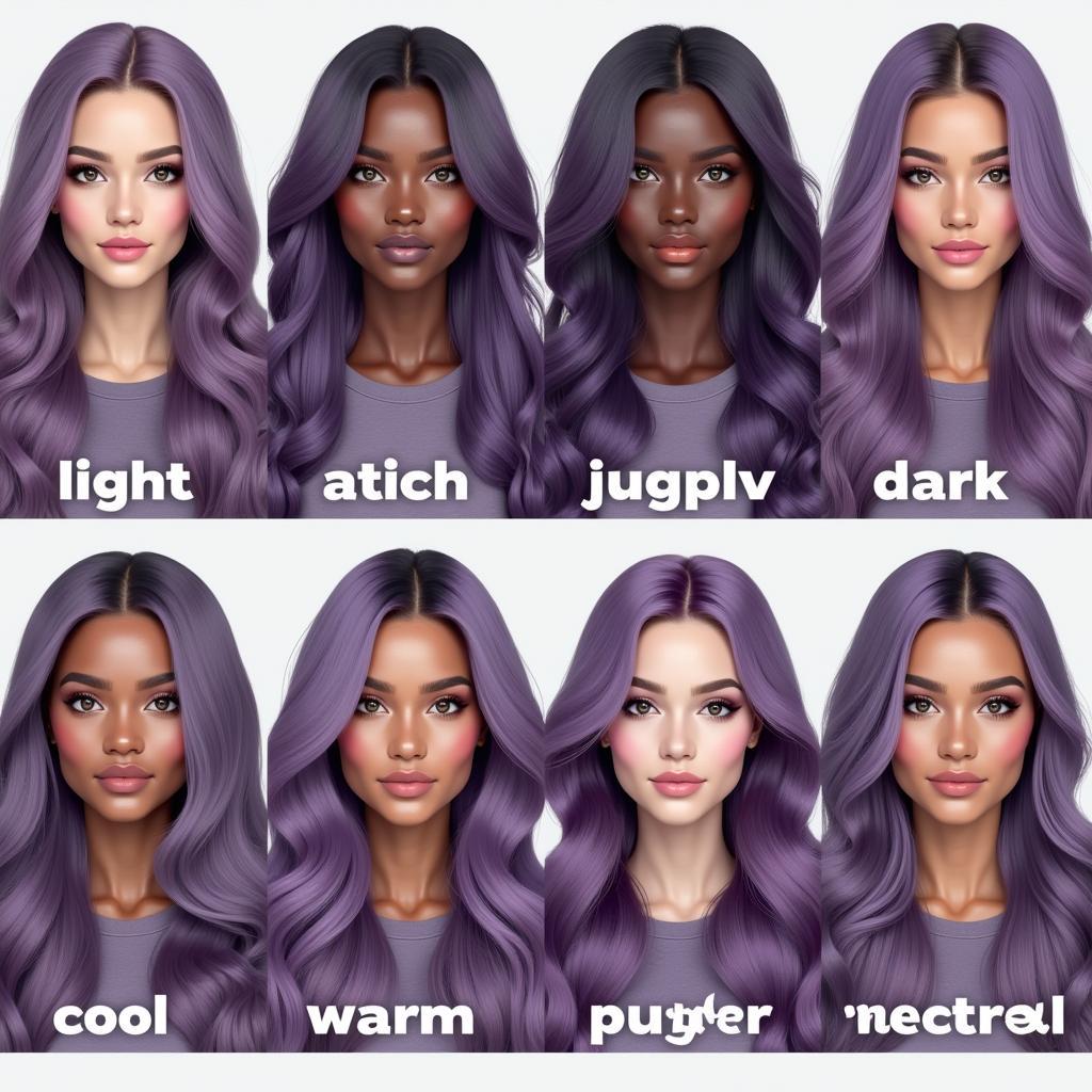 Matching Purple Hair with Different Skin Tones