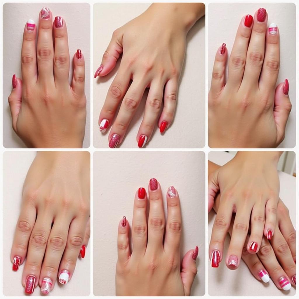 Red Dash Nails on Different Hand Shapes