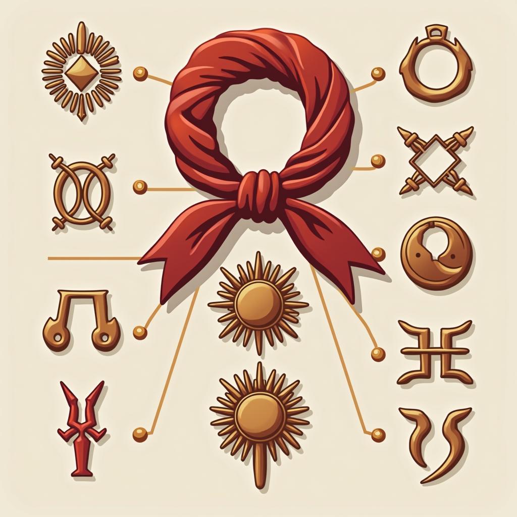 Red Hair Tie with Zodiac Symbols