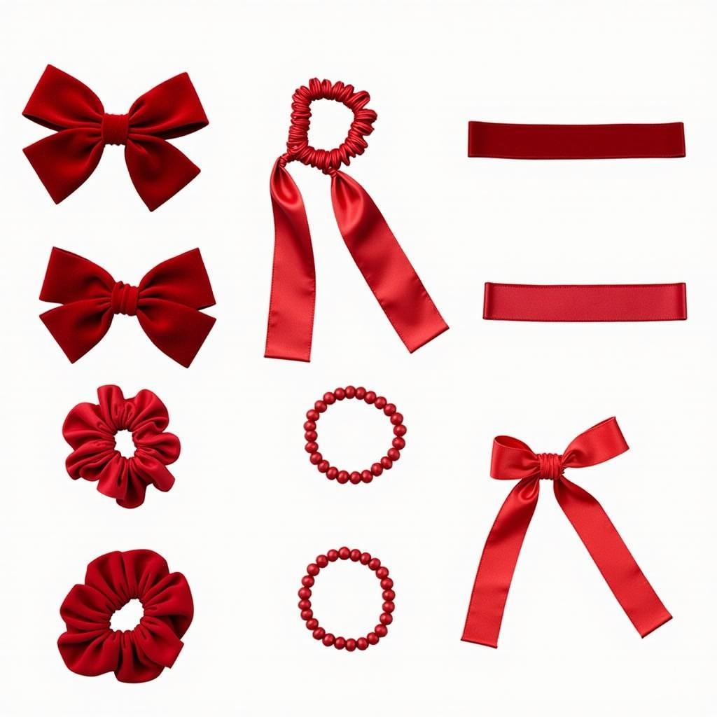 Various Red Hair Ties Showcase Different Styles and Materials