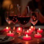 Red LED Tea Lights Creating a Romantic Ambiance