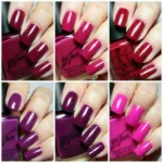 Various Shades of Red Purple Nail Polish