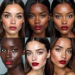 Red Sparkle Lipstick on Different Skin Tones