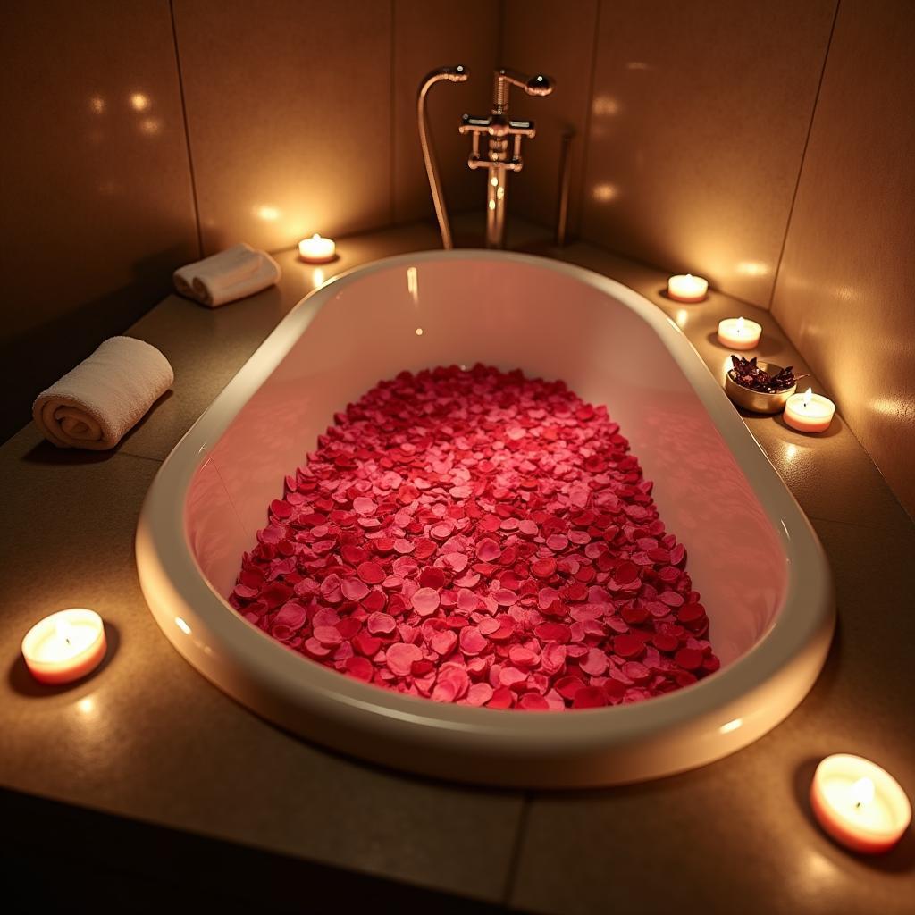 Romantic Valentine's Bath Setup