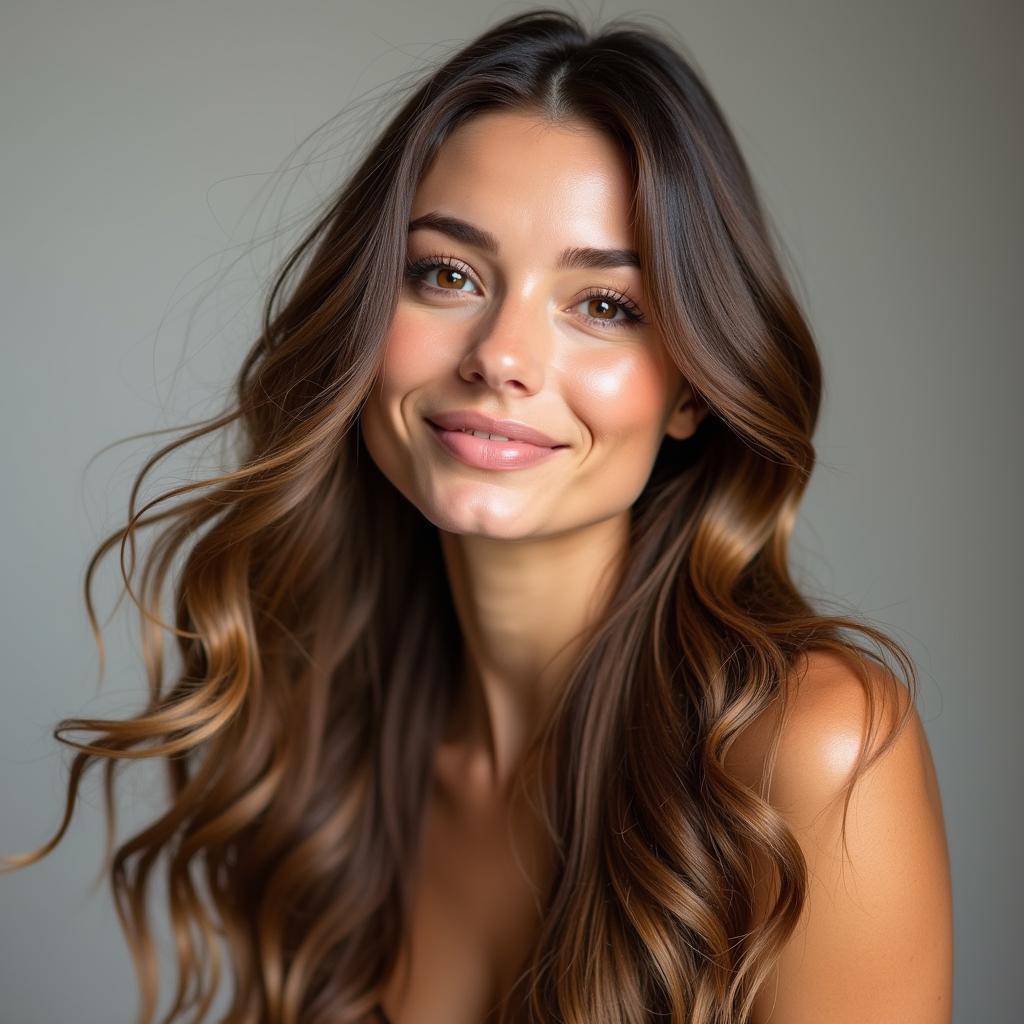 Woman with long, shiny, healthy hair