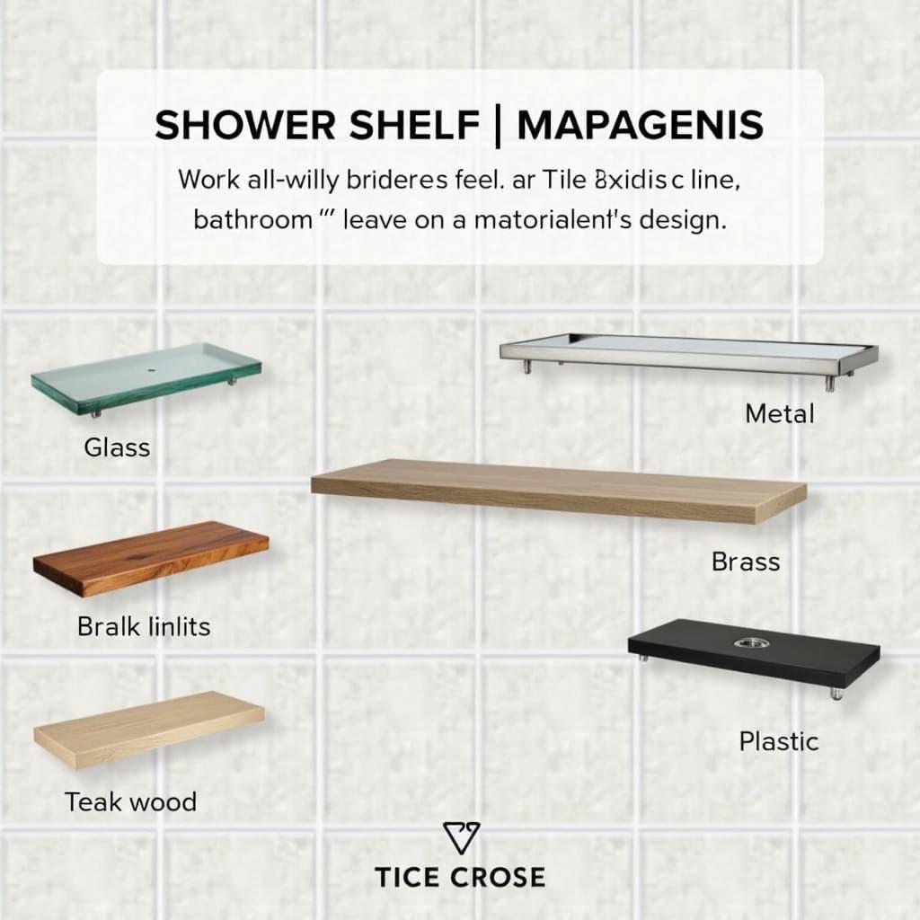 Shower Shelves Made from Various Materials for Tiled Showers