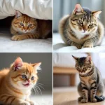 Visible signs of anxiety in a cat through its behavior changes