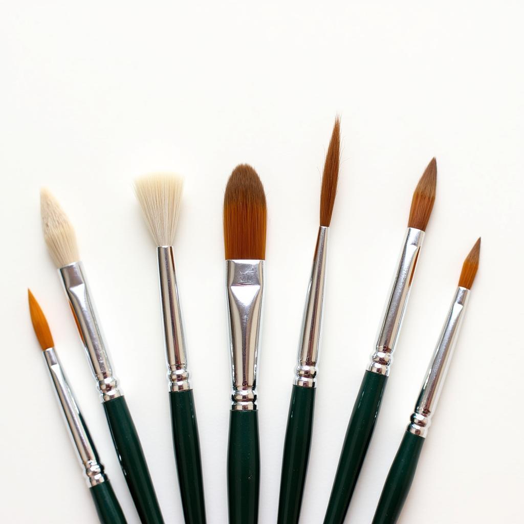 A set of small round brushes in various sizes for different artistic applications.