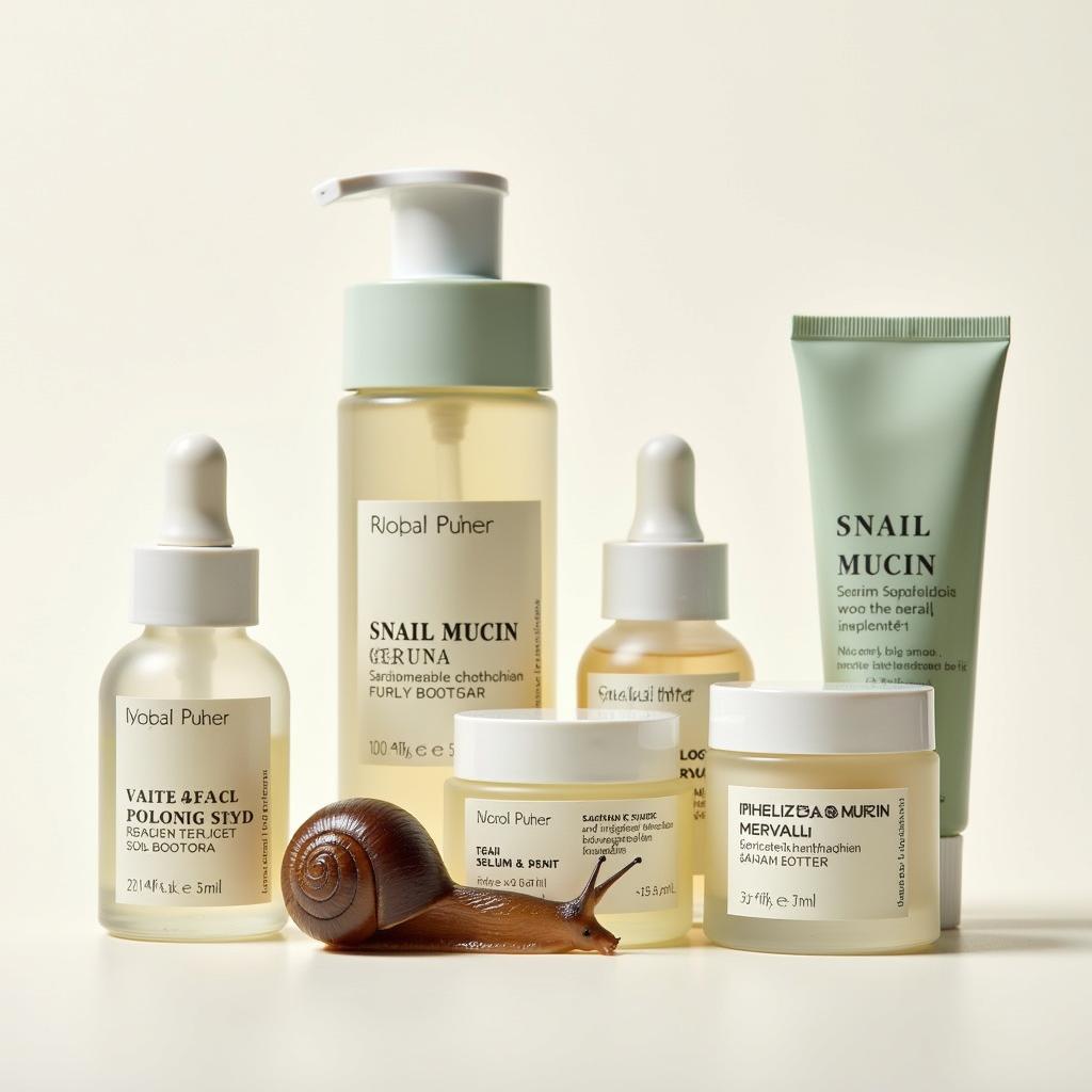 Various snail mucin skincare products