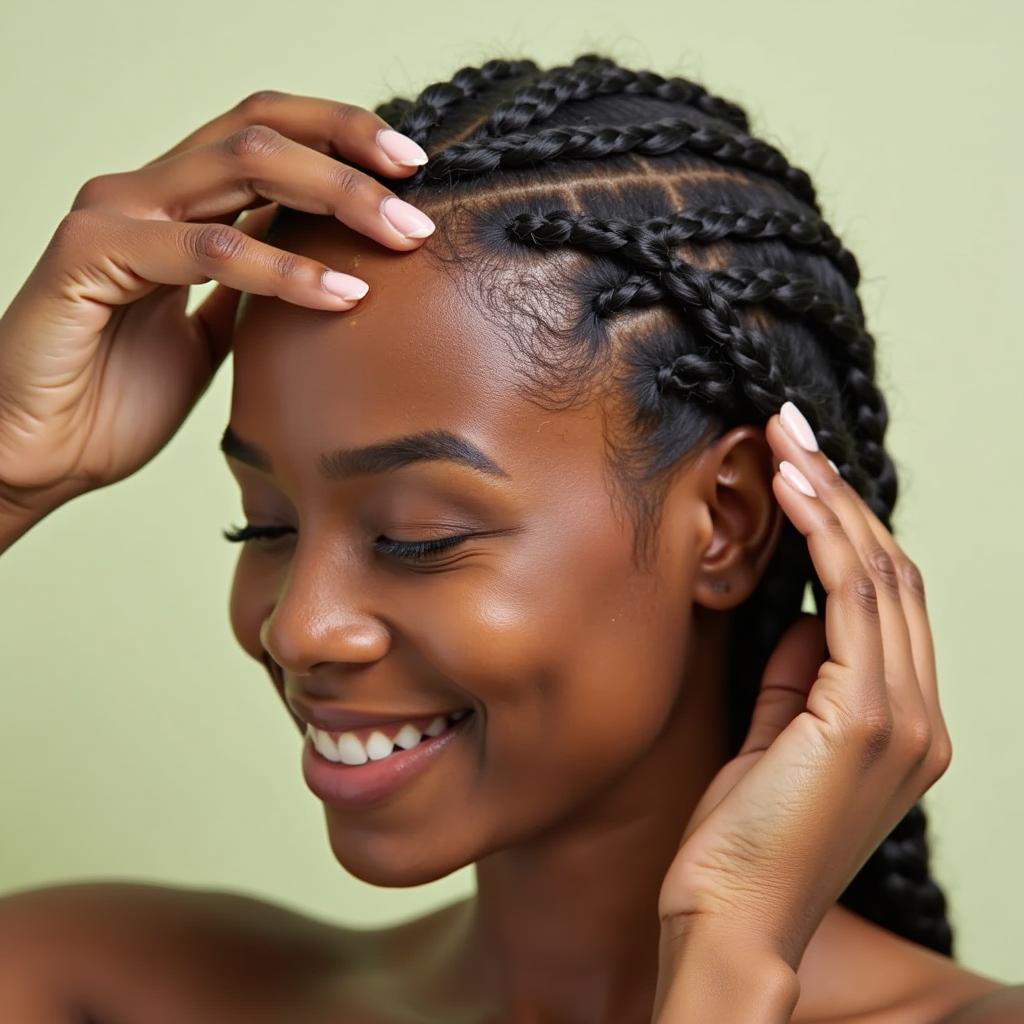 Applying aloe vera gel to bumps from braids