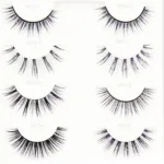 A variety of sparkly false eyelashes showcasing different styles, lengths, and glitter densities.