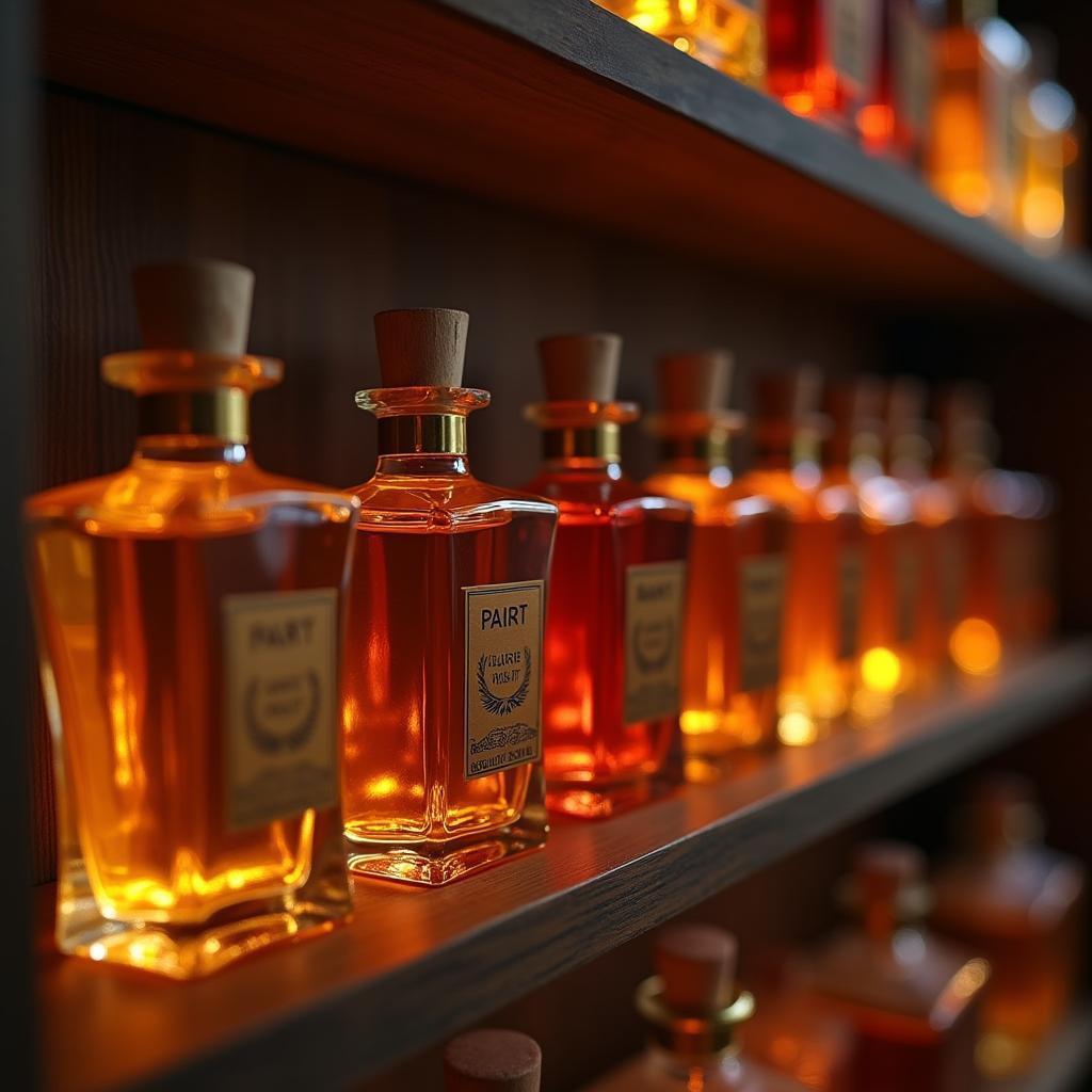 Spicy Amber Perfume Bottles on Display