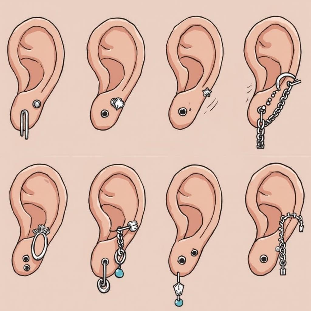 Stacked Ear Lobe Piercing Variations