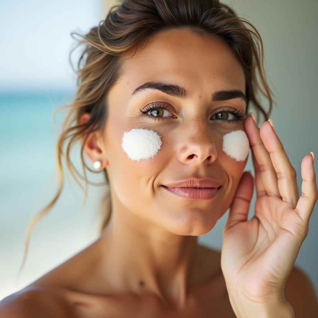 Applying sunscreen for melasma prevention