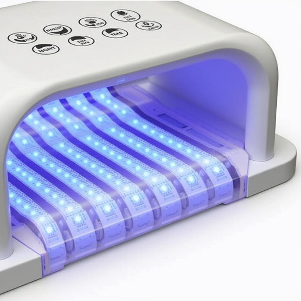 Close-up view of a Sunuv 2 in 1 LED UV Lamp showcasing its sleek design and internal components