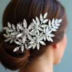 Close-up of a Swarovski crystal bridal hair comb