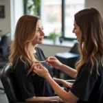 Woman Consulting with Stylist About Thin Hair