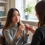 Woman consulting with a stylist about thinning hair