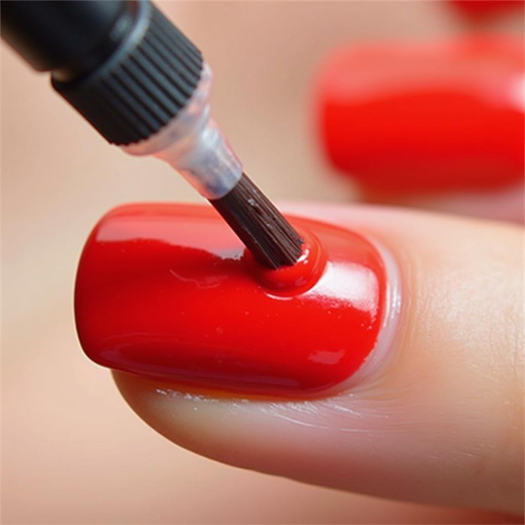 Applying Top Coat to Nails