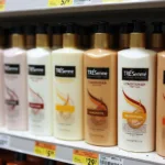 Various Tresemme Conditioner Bottles on a Shelf