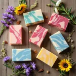 Variety of colorful triple-milled soap bars.