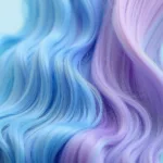 Unicorn hair dyed in a vibrant blue with pastel undertones