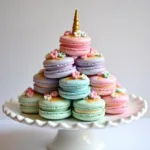 Unicorn macarons in pastel colors with gold dust