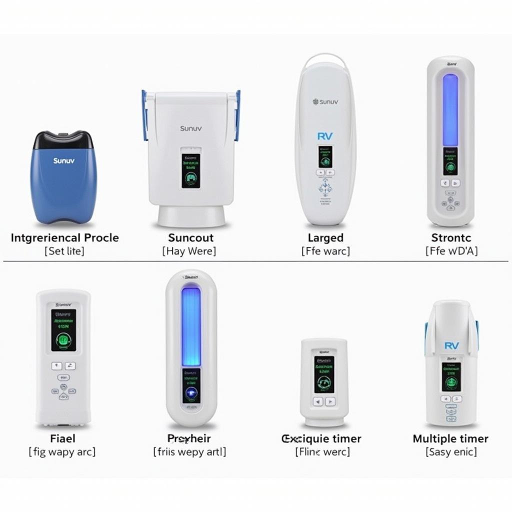 Different models of the Sunuv 2 in 1 LED UV Lamp showcasing varying sizes and features.