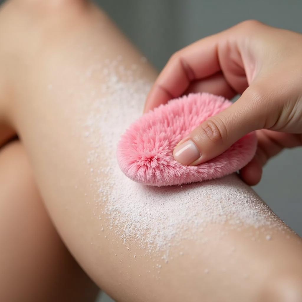 Applying Body Powder with a Velour Puff