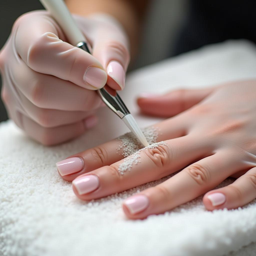 Applying Velvet Nails Dip Powder